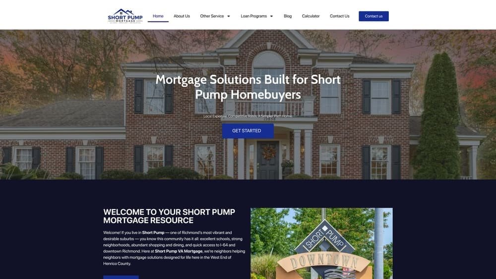 Screenshot of Short Pump Mortgage NoTouch Credit Pre-Approval System website