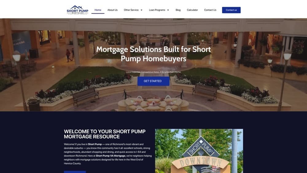 Screenshot of Short Pump Mortgage (Duane Buziak) website