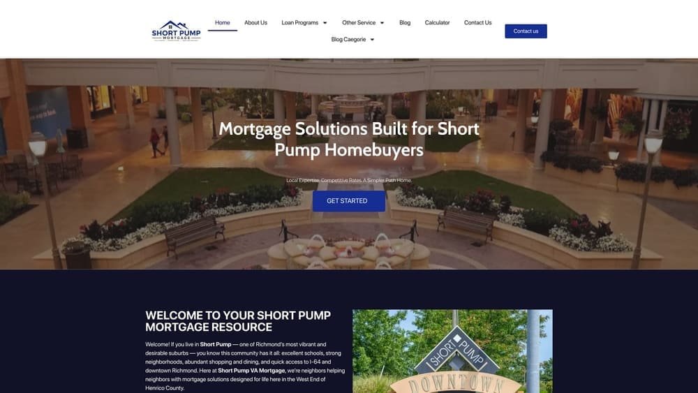 Screenshot of Short Pump Mortgage — Duane Buziak website